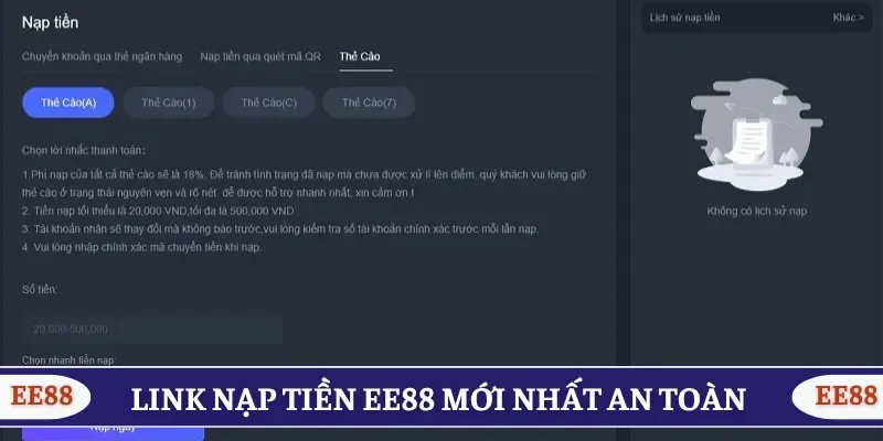 Dùng link nạp tiền EE88 mới nhất để đảm bảo an toàn giao dịch