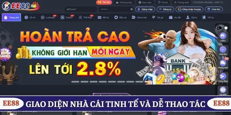 Giao diện nhà cái tinh tế và dễ thao tác