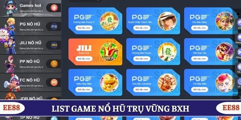 List game nổ hũ trụ vững BXH nhiều ngày liền